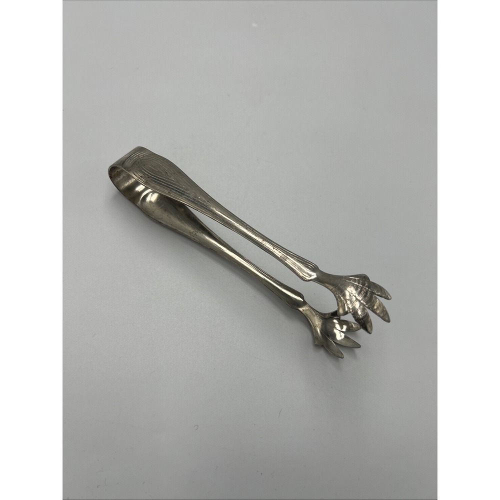 Metal Serving Tongs Chicken Foot Bird Design Cottagecore Silver Tone 6.5"